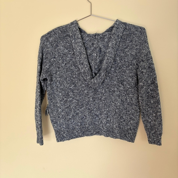 Abercrombie Kids Blue Marled Fringe Hooded Sweater Size 7/8 Boho Festival - Picture 7 of 7